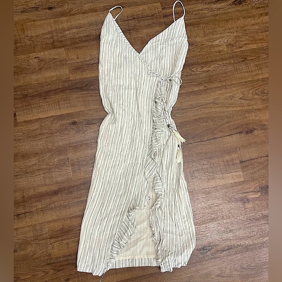 Storia Striped Wrap Dress Midi - Picture 2 of 7